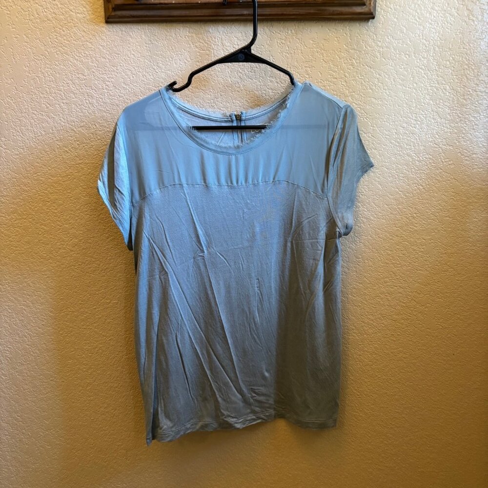 Womens -Ann Taylor Loft Short Sleeve Shirt - Light blue size large